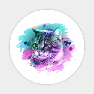 Cat head painting in soft colors Magnet